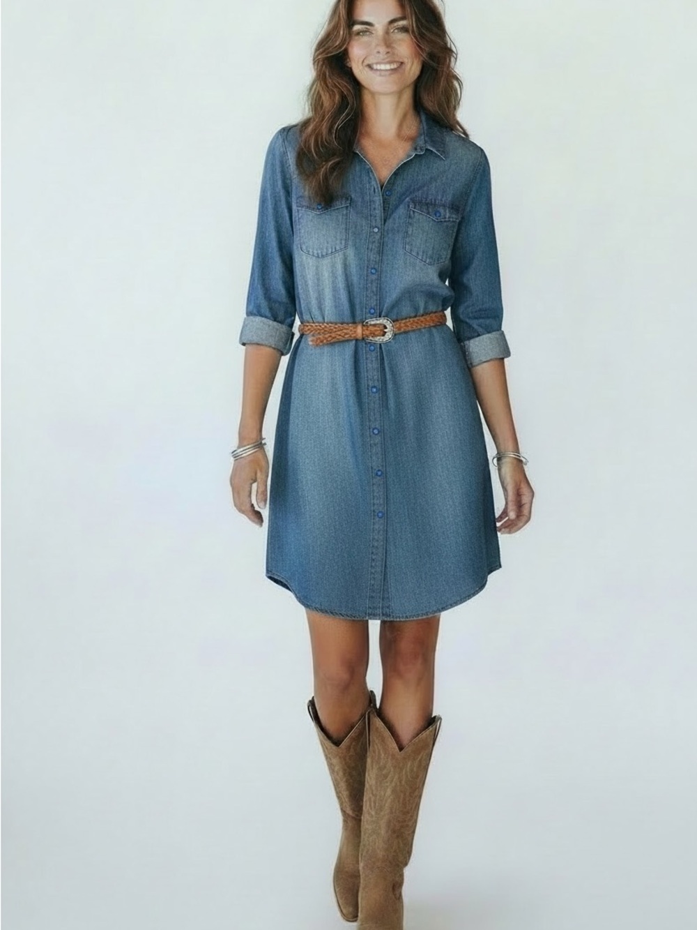 Ci Sono Blue Denim Shirt Mini Dress,Lightweight